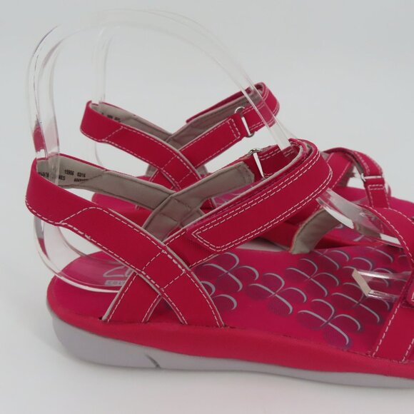 Clarks Womens 7 M 15906 Pink Gray Strappy Hook and Loop Comfort Sandals Shoes - Picture 8 of 13